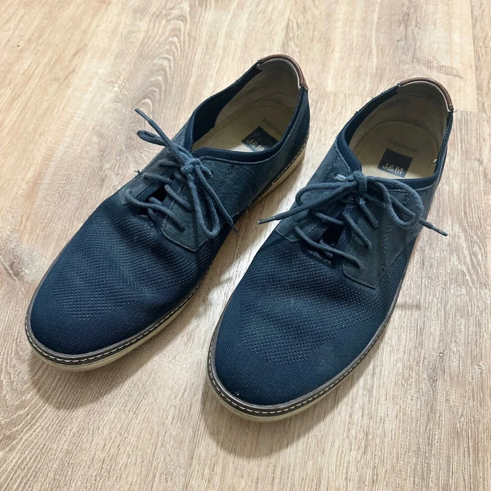 Johnston & Murphy | J&M Men's Navy Knit Nubuck Hybrid Dress Shoes,‎ Size 12M